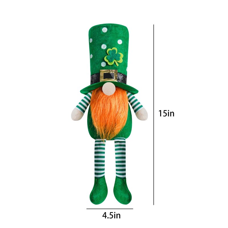 St Patrick's Day Gnome Decoration - Plush Irish Shamrock Hanging Ornaments