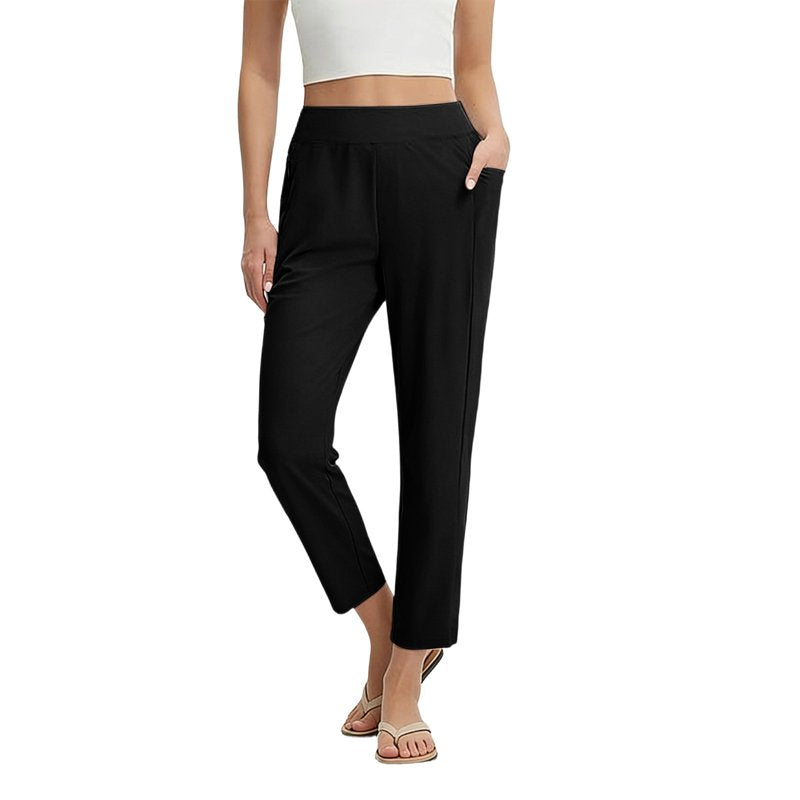 Women’s Casual High Waist Joggers with Pockets - Stretchy Solid Color Pants