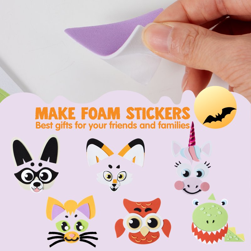 Variation of THIS listing: 18 Pack 6 Designs Halloween Foam Pumpkin Stickers - Joyfy Craft Kit