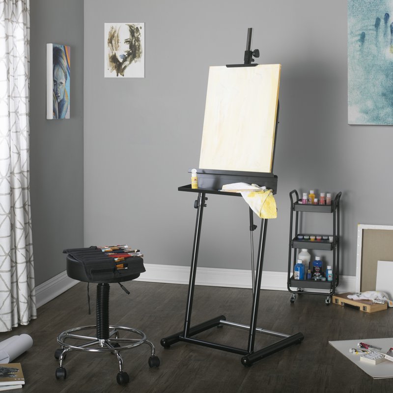 Artist Painting Easel with Adjustable Tilt and Storage Tray - Black, 87.75 Inch