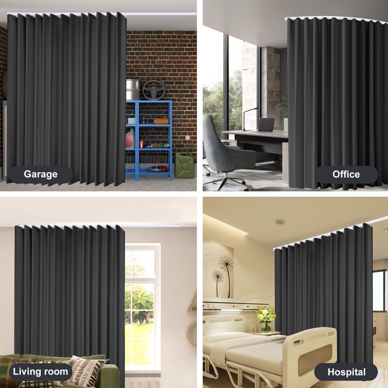 Room Divider Curtains with Ceiling Track Set - Blackout Privacy Divider