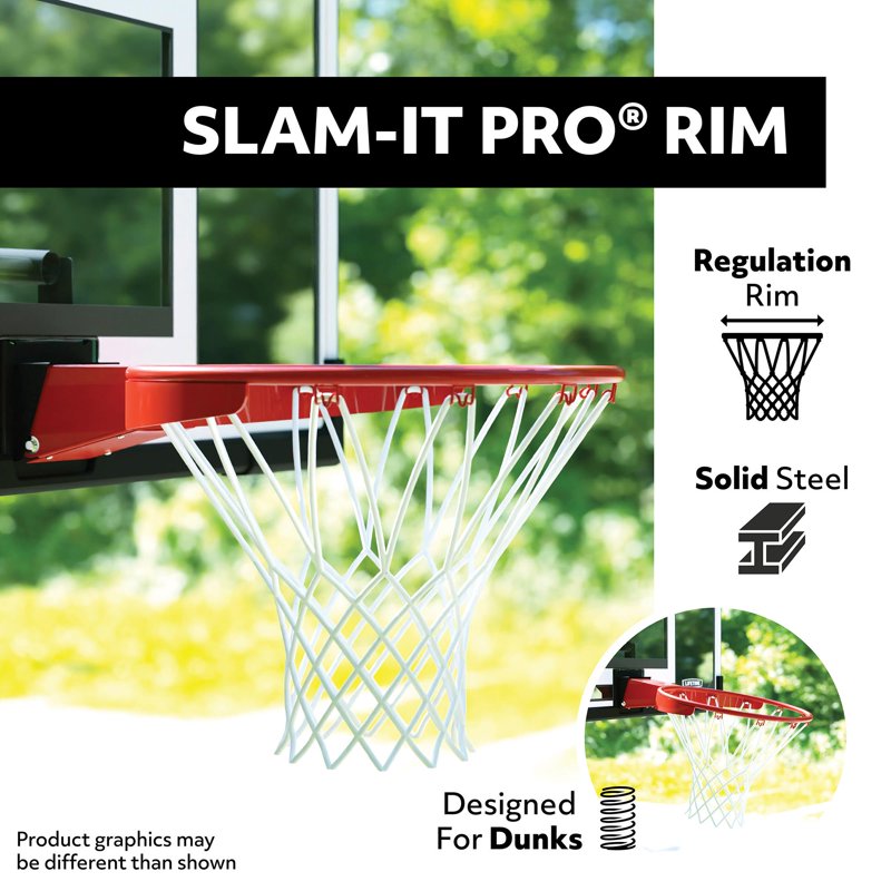 Portable 54-Inch Shatterproof Basketball Hoop with Adjustable Height & Slam-It Pro Rim