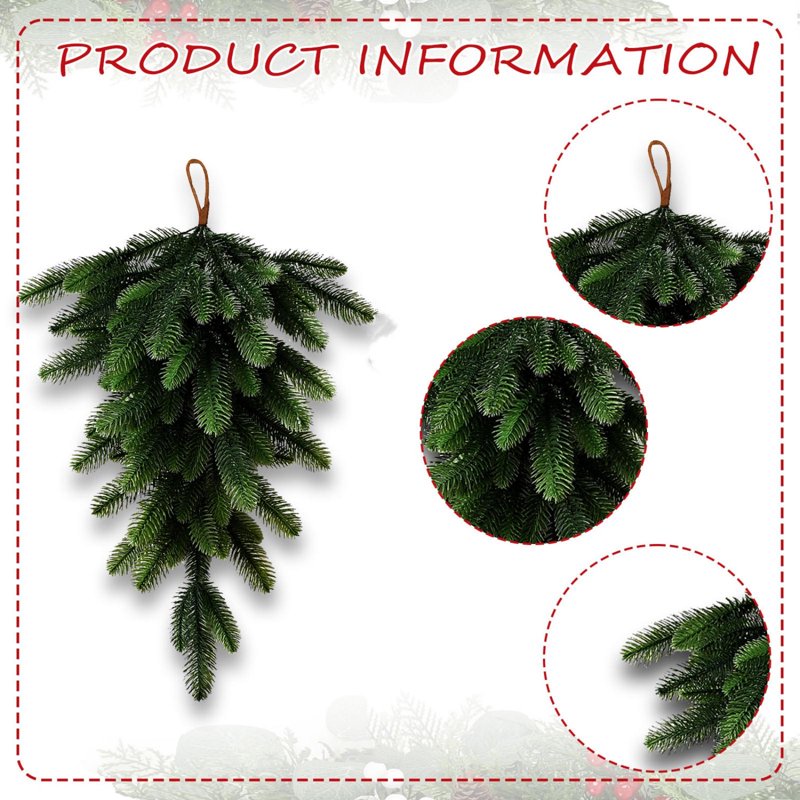 Artificial Pine Needle Wall Garland, 26-Inch Indoor Outdoor Holiday Decor