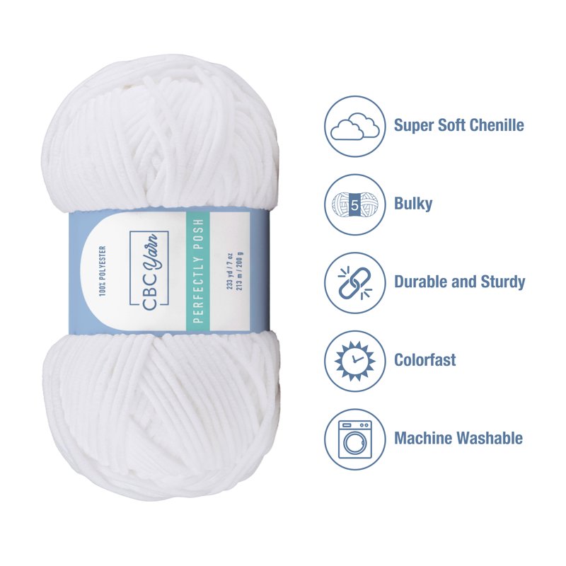 Bulk Chenille Yarn for Knitting & Crocheting - 6 Pack, Soft & Fluffy