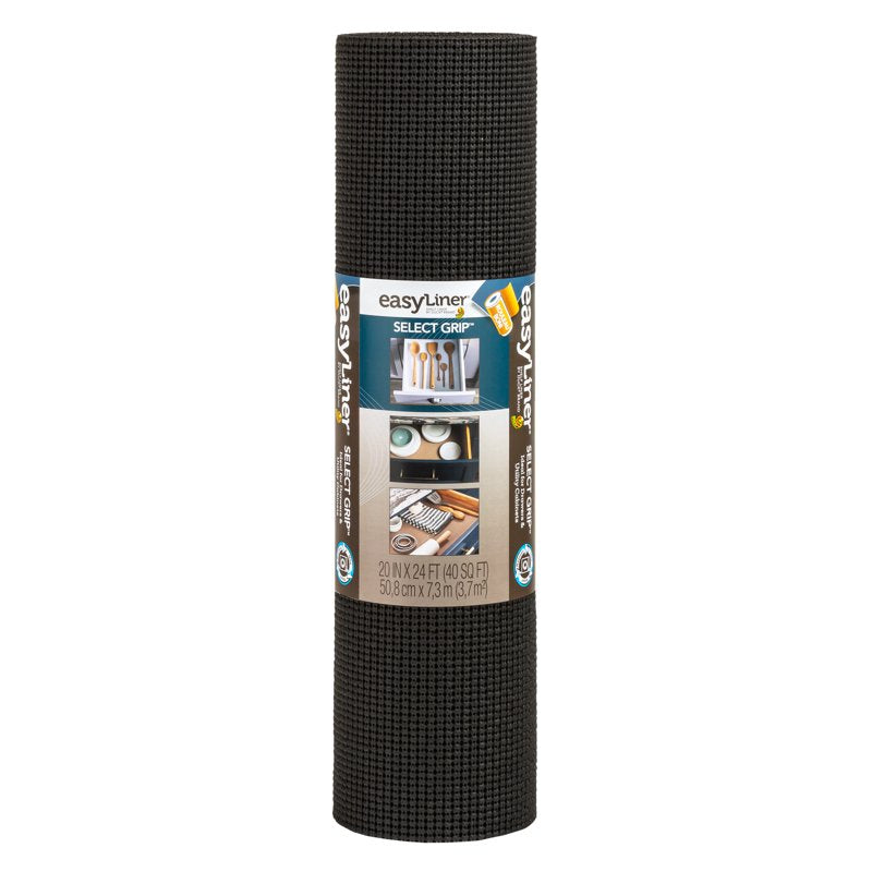 Non-Adhesive Black Shelf Liner Roll - 20 Inch x 24 Feet for Cabinets & Drawers
