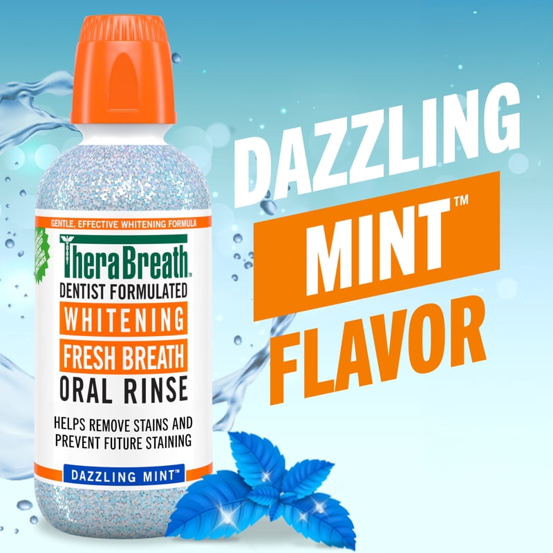 Whitening Mouthwash Dazzling Mint Alcohol-Free Dentist Formulated 16 Fl Oz 2 Pack
