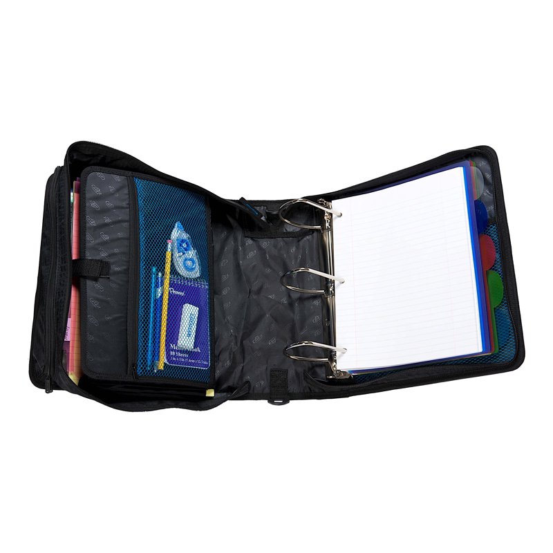 King Sized Zip Tab 4-Inch Zipper Binder - Black, 3-Ring, Organizational Folder