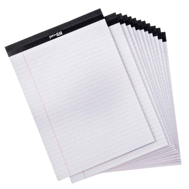 Legal Pads Wide Ruled 8.5x11 Inches - 50 Sheets, Pack of 12 Office Stationery
