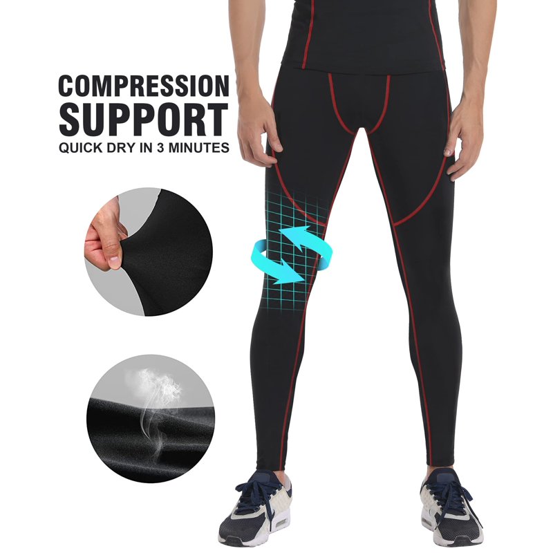 Men's Compression Pants 3 Pack Workout Running Tights Base Layer