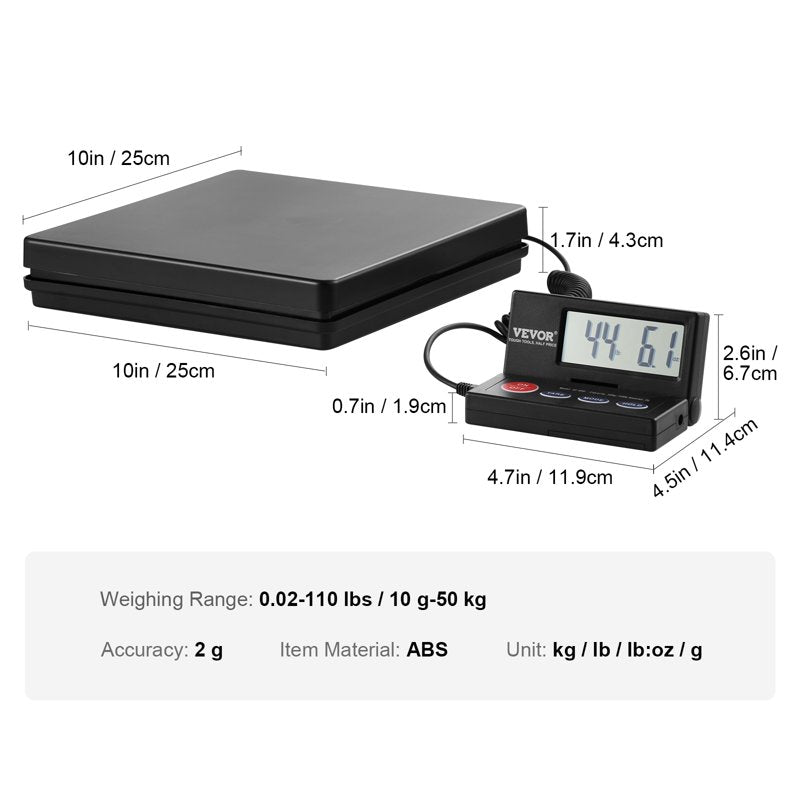 Digital Shipping Scale 110 lbs with Tare Hold and Foldable LCD for Postal & Luggage Weighing