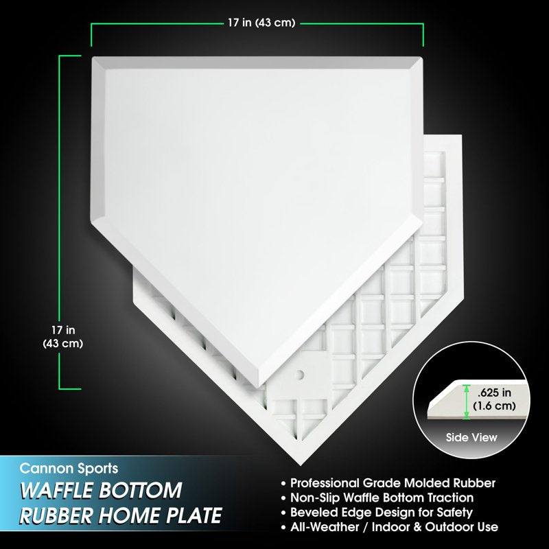 Heavy Duty Rubber Baseball Home Plate with Non-Slip Waffle Bottom - Indoor Outdoor