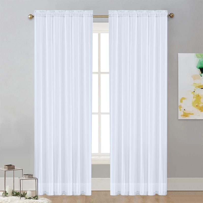 Light Filtering Polyester Window Curtain Panel with Rod Pocket for Living Room & Bedroom