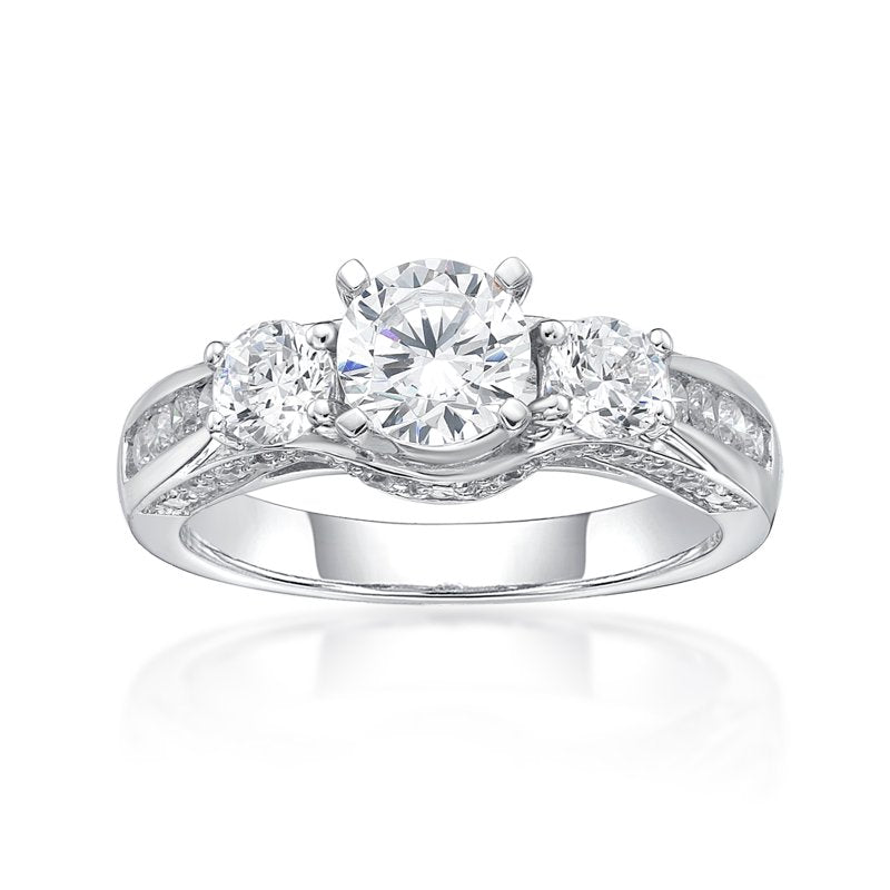 Sterling Silver Simulated White Diamond Ring - Adjustable Size