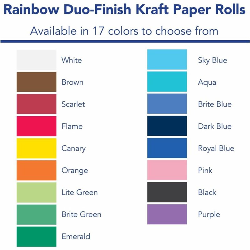 Rainbow Duo-Finish Kraft Paper Roll 36x1000 Inches Classroom Art Supplies