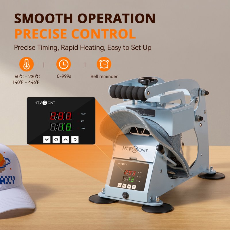 Hat Press Machine for Caps with 2 Platens and Temperature Control – Heat Transfer & Sublimation