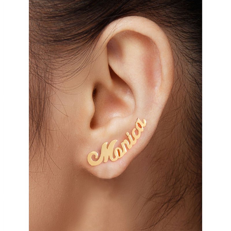 Personalized Script Name Earrings - Customizable Gold & Silver Jewelry for Women