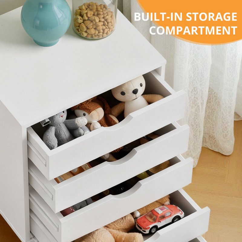 Mobile File Cabinet & Storage Cart - 5 or 7 Drawers, Wood & Steel Frame