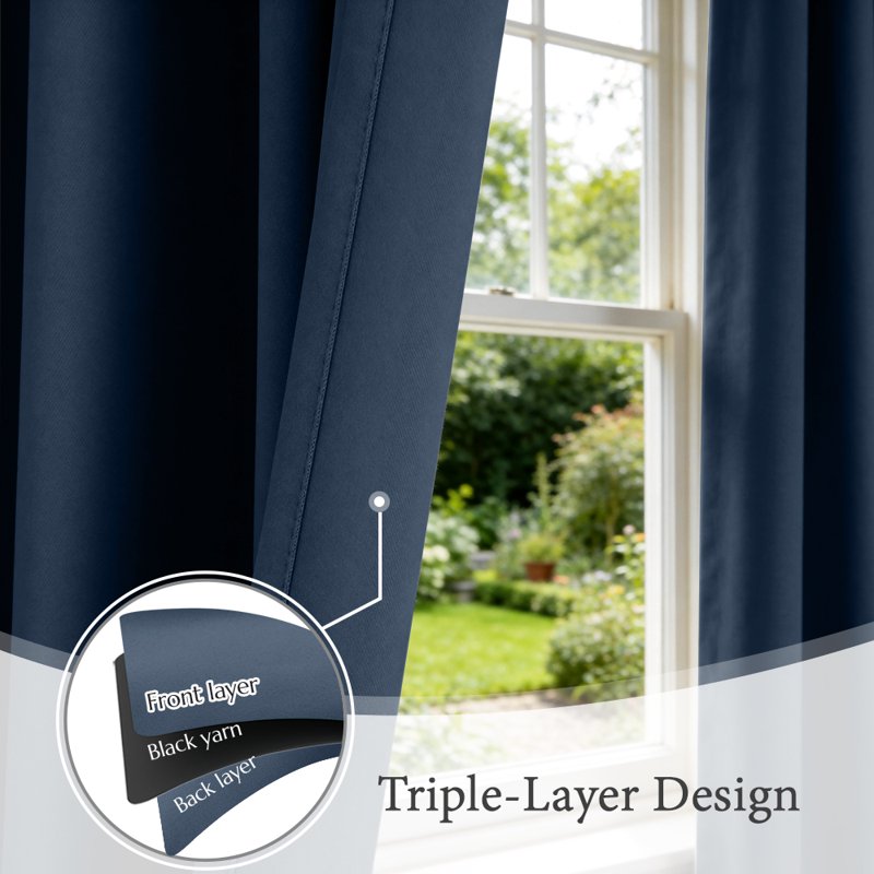 Blackout Curtain Panels for Bedroom Living Room Dining Room - Solid Grommet or Rod Pocket Styles