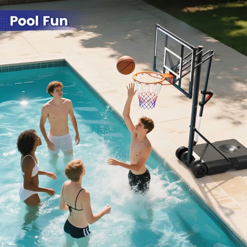 Adjustable Portable Basketball Hoop System for Kids & Adults, 33 Inch Backboard