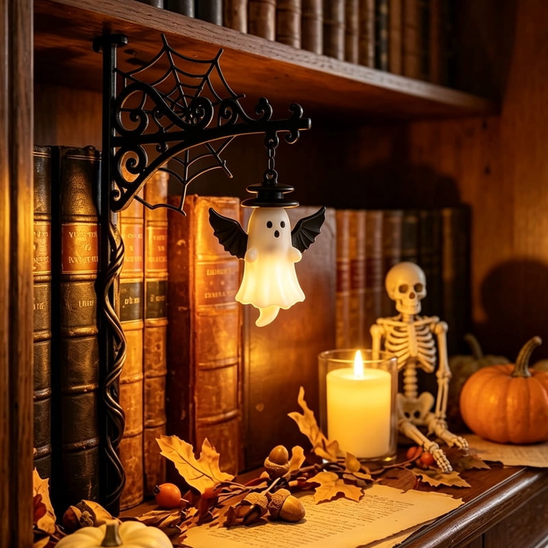 Halloween Ghost Light for Bookshelves and Decor - Spooky LED Halloween Lamp
