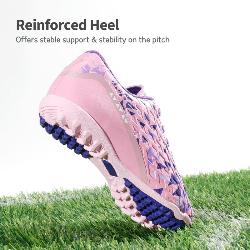 Dream Pairs Indoor Turf Soccer Shoes for Kids - Pink/Purple, Size 13