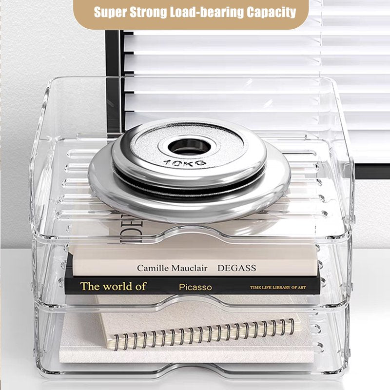 Stackable Desk Organizer Trays 4 Pack Clear Office Storage Sets