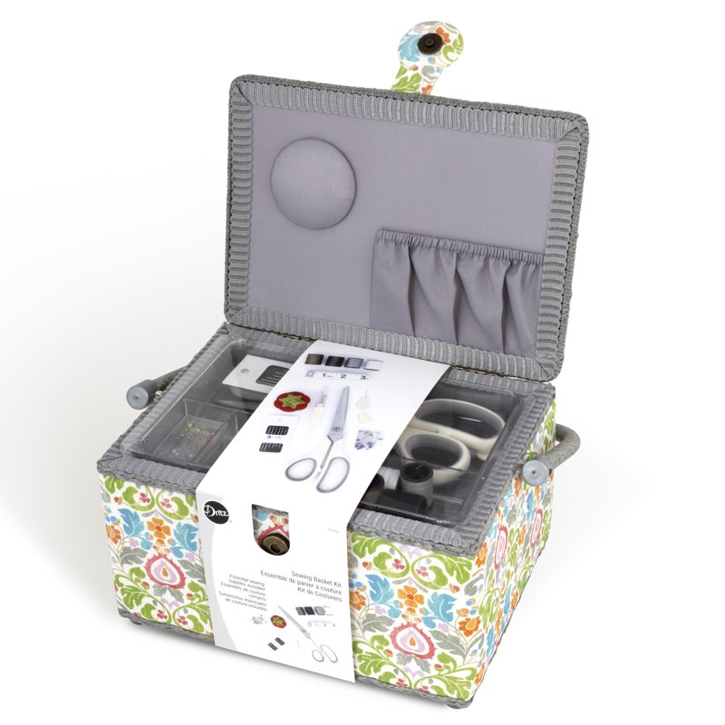 Medium Sewing Basket Kit with Essential Supplies - Organizer & Tools