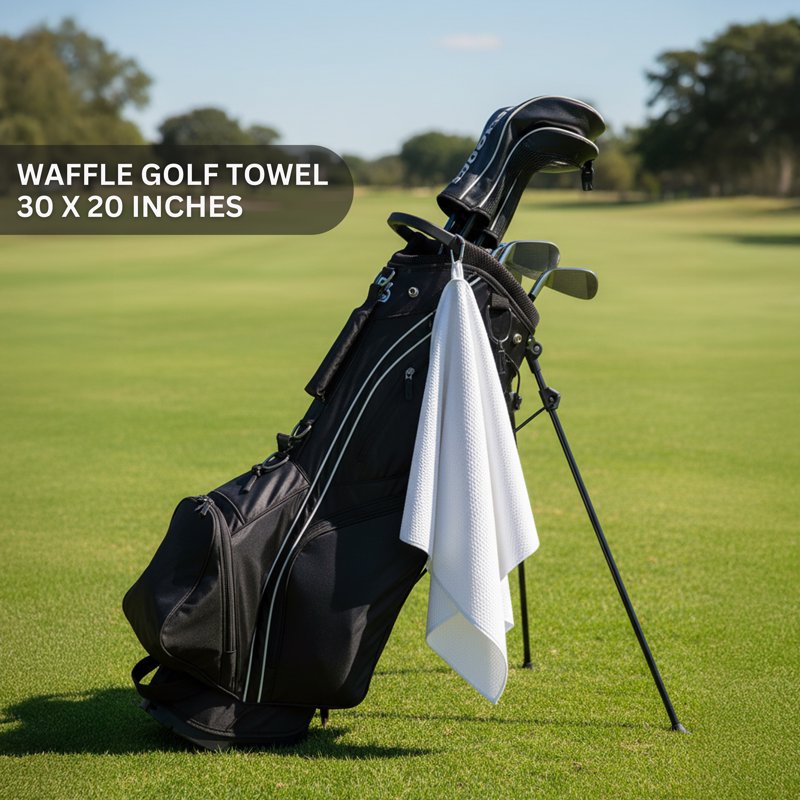 Golf Towel Microfiber with Carabiner Clip 30x20 Inch White - Pack Options