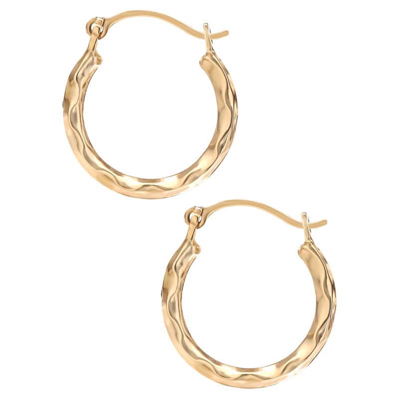 Girls Tween 14K Gold Textured Hoop Earrings - Lightweight and Elegant Jewelry