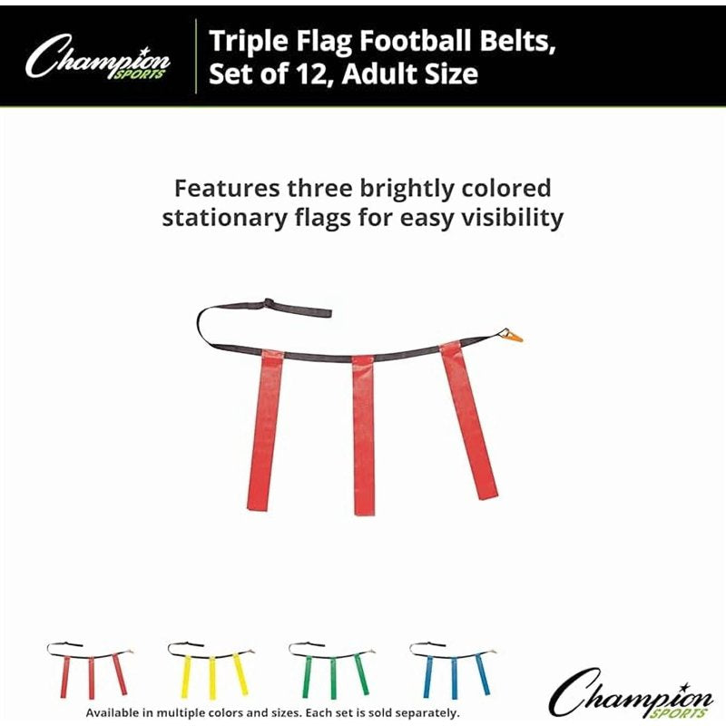 Youth Flag Football Belt Set with Quick-Release Clips - Red Flags, 25-31 Inches