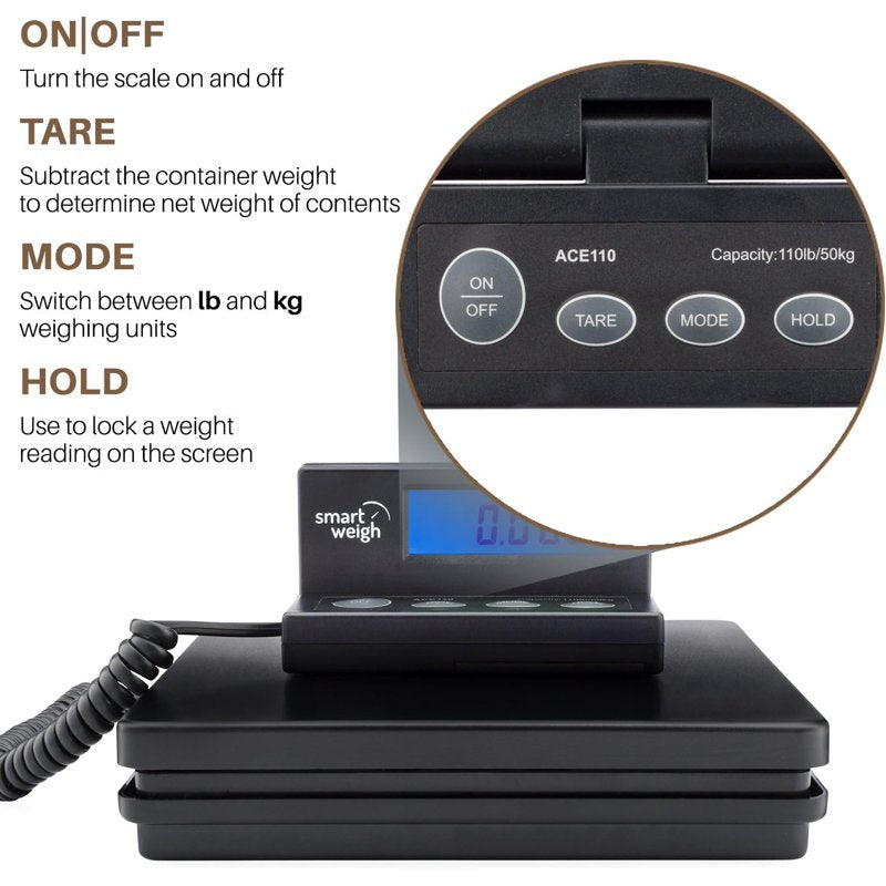 Digital Postal Shipping Scale 110 lbs with Backlit LCD for USPS UPS