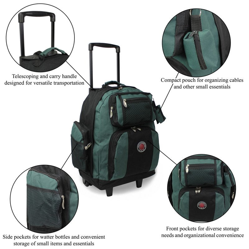 22-Inch Multi-Compartment Rolling Backpack - Airline Approved Travel Bag