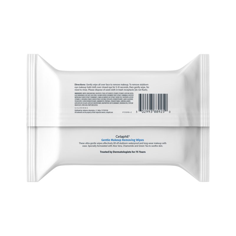 Gentle Makeup Remover Wipes for Sensitive Skin - Fragrance Free, 25 Sheets