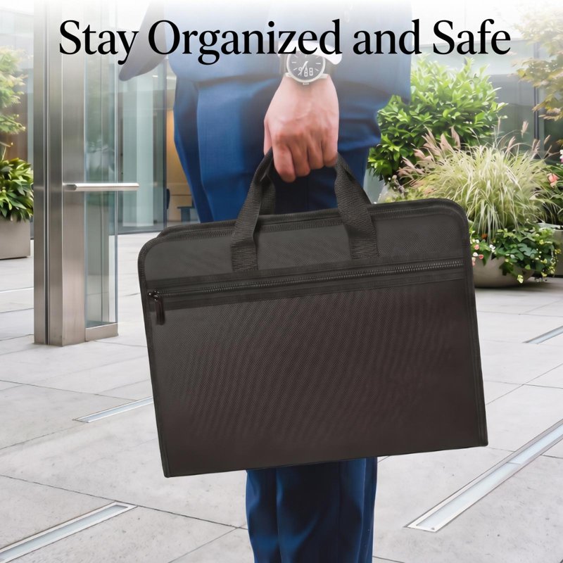 Fireproof Accordion File Organizer with 13 Expandable Pockets & Waterproof Design