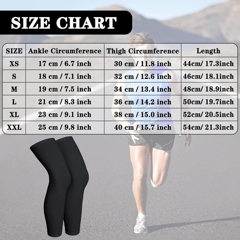 Compression Leg Sleeves for Sports & Outdoor Activities - Full Length Support