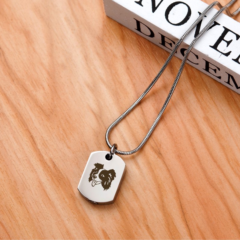 Pet Memorial Necklace for Ashes - Stainless Steel Dog Tag Keepsake Necklace