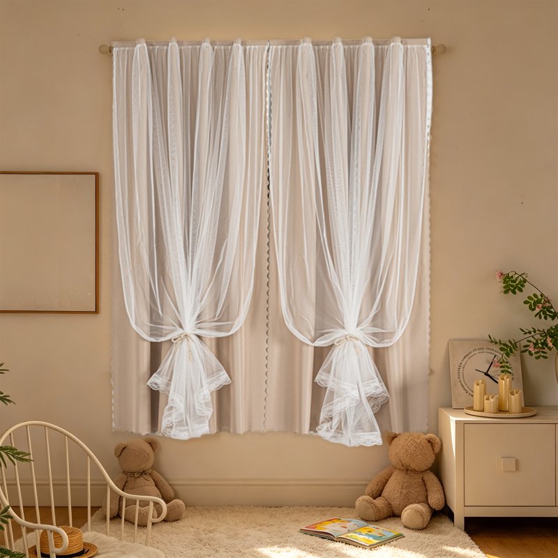 Double Layer Blackout Curtains Set of 2 - Room Darkening Thermal Insulated Grommet Top, 47x54 Inches, Beige