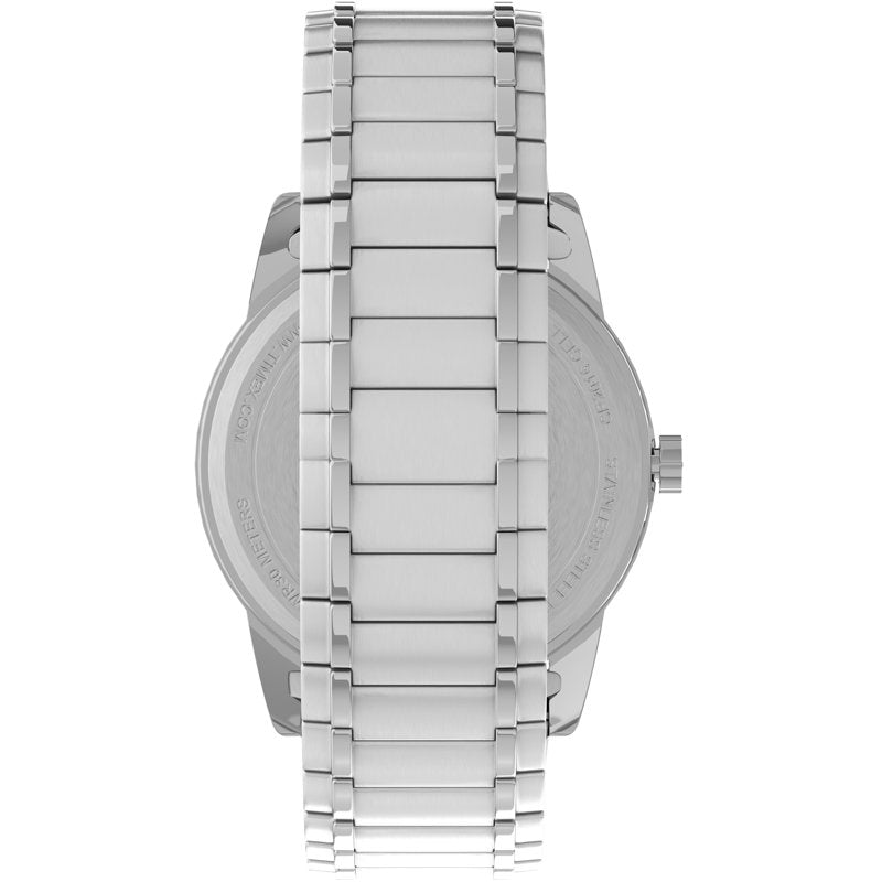 Casual Men's Watch with Silver/White Dial and Tapered Expansion Band - 38mm