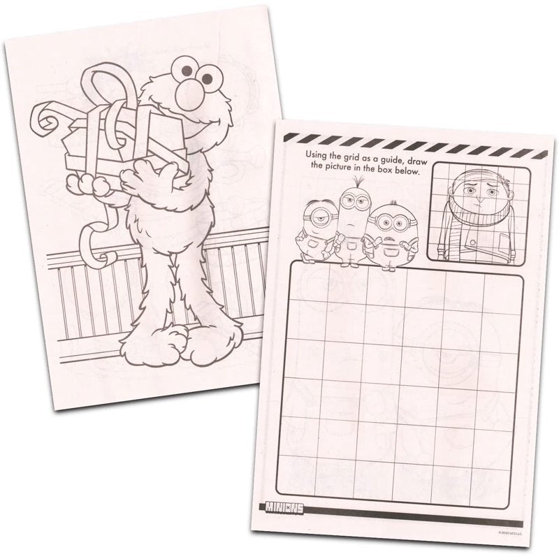 Kids Coloring Book Set with Crayons & Stickers - 24 Assorted Franchises
