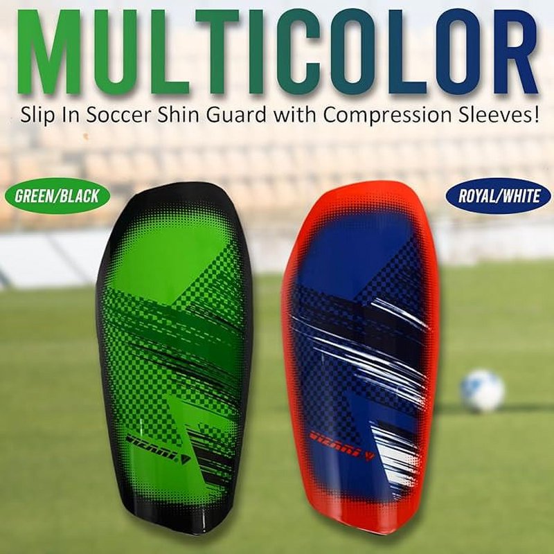 Vizari Slip-In Soccer Shin Guards for Adults & Youth - Lightweight Protective Shin Pads, Royal White, M