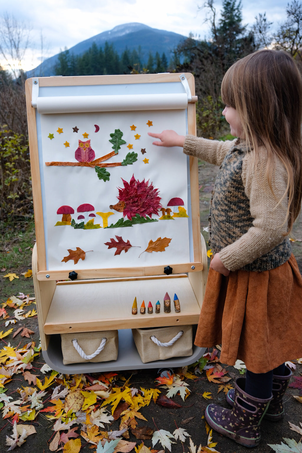 3-in-1 Kids Art Easel with Magnetic Chalkboard Whiteboard & Storage, Adjustable Height