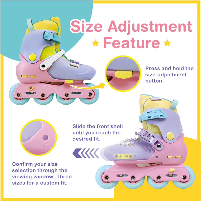 Unisex Adjustable Youth Inline Skates with Safe Lock Wheel - Tangerine