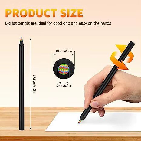 Rainbow Colored Pencils Set for Kids & Adults - 8 Jumbo Art Pencils