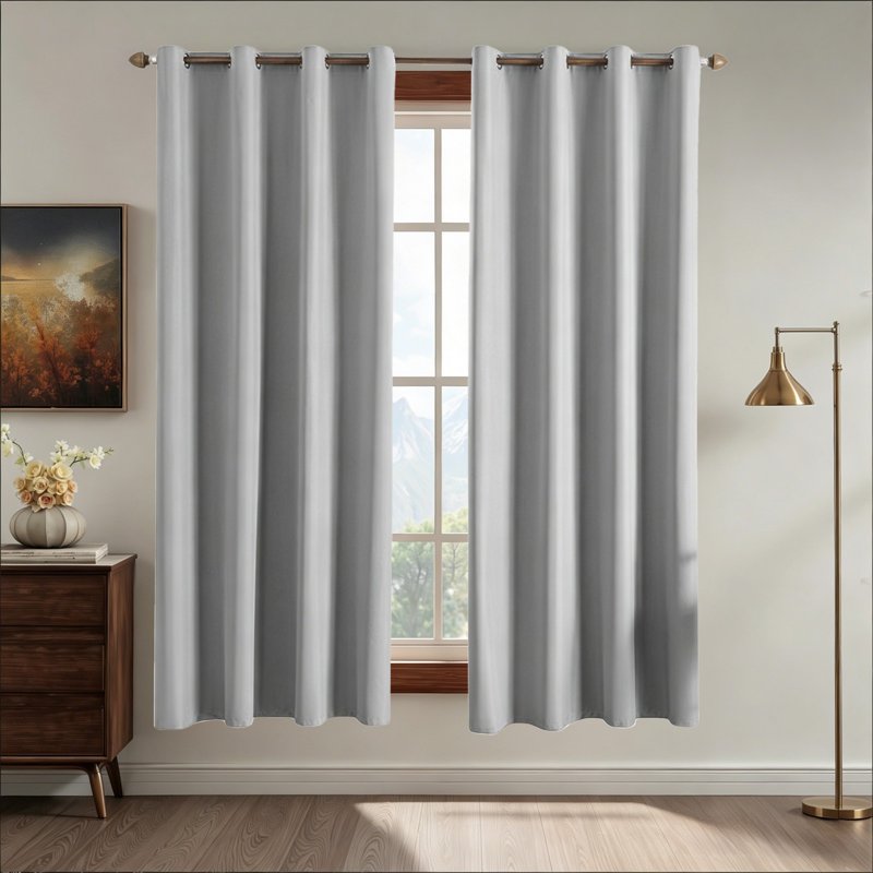 Blackout Insulated Curtain for Bedroom & Living Room - 59x63in No Drill Window Drape