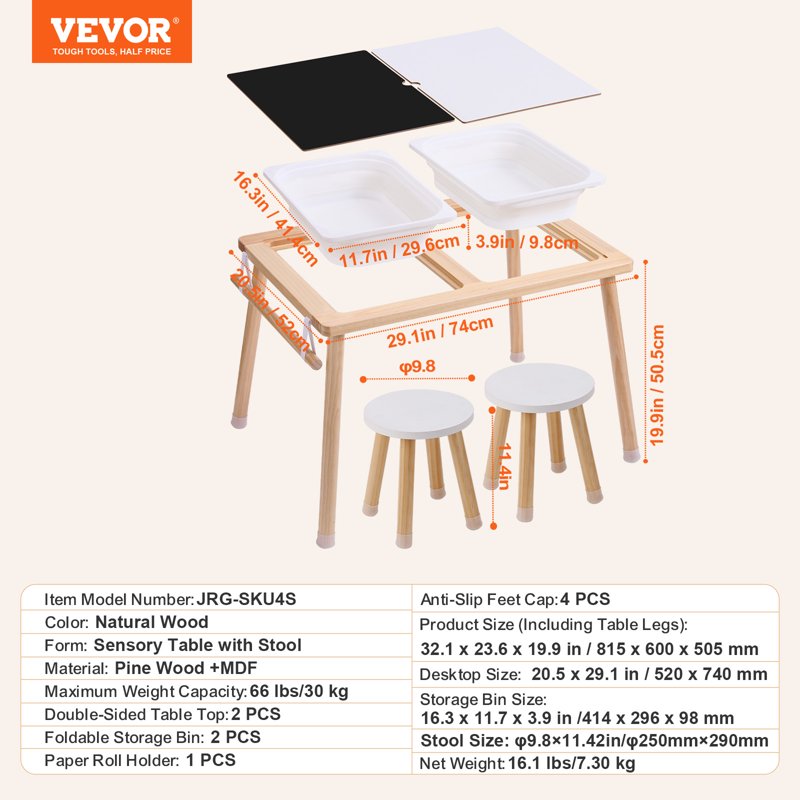 Kids Sensory Table and Chair Set with Storage and Water Play Features