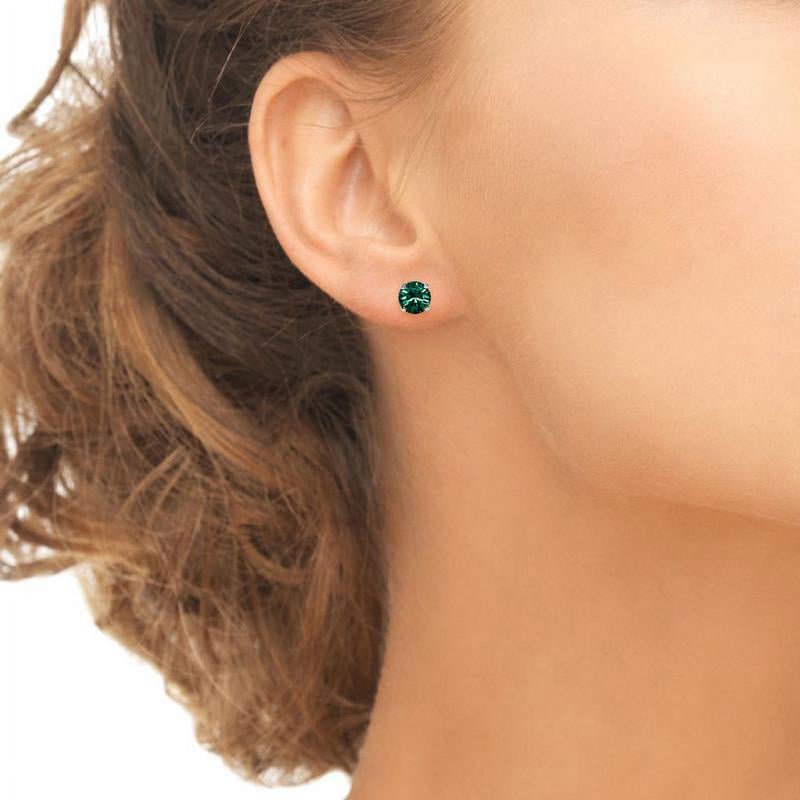 Sterling Silver Green Crown Stud Earrings with Swarovski Crystals