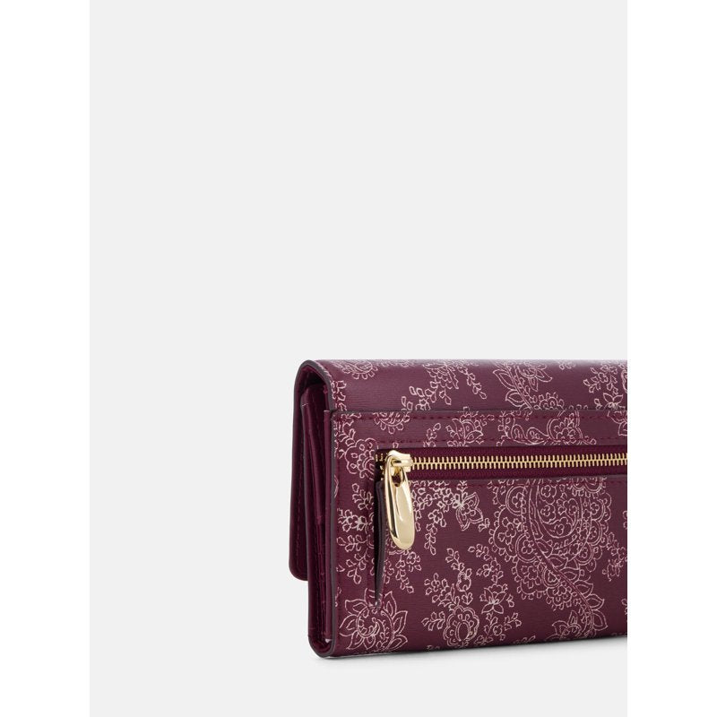Women's Paisley Print Clutch Wallet with Card Slots and Zip Coin Pocket