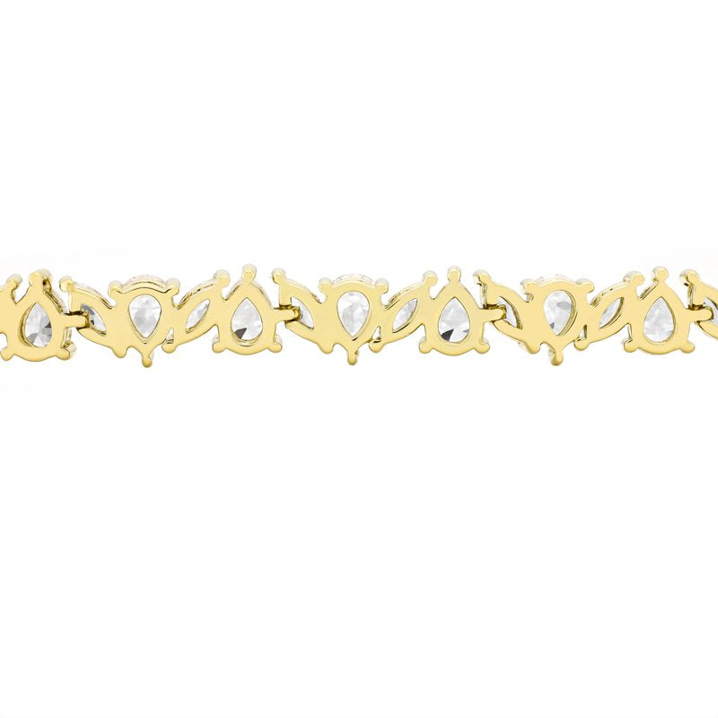 Women’s 14K Gold Plated Sterling Silver Marquise and Pear Diamond Bracelet 7.25"