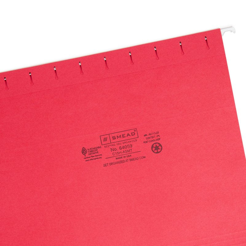 Color Hanging File Folders Set of 25 - Brights, Letter Size, Durable Office Organization
