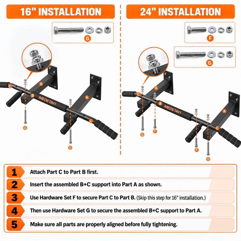 Heavy Duty Wall Mounted Pull Up Bar for Home Gym with Suspension Anchors